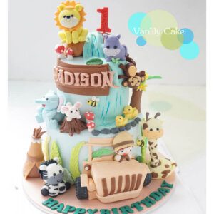 動物園立體糖皮蛋糕