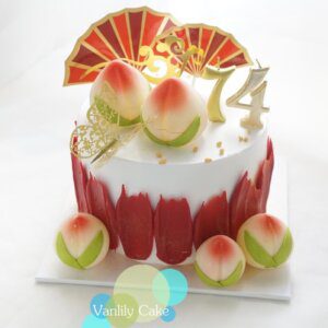 紅扇大壽忌廉米蛋糕 (無糖/低糖)