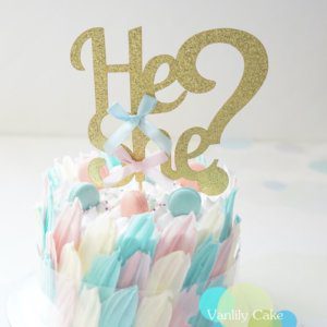 He or She Gender Reveal Cake 性別揭曉忌廉米蛋糕 - Image 3